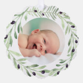 Olivenkranz Taufe danke Ornament Karte (Vorderseite)