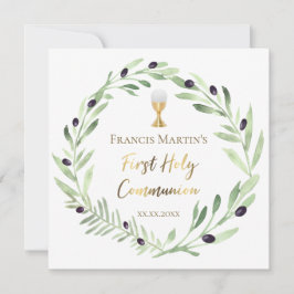 Olivenkranz Wasserfarbe Erste heilige Kommune Einladung