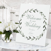 Olivenkranz Willkommen in unserem Hochzeitselegant