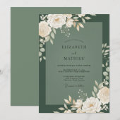 Olivenlaub-Creme-Eukalyptus-Hochzeit Einladung (Vorne/Hinten)