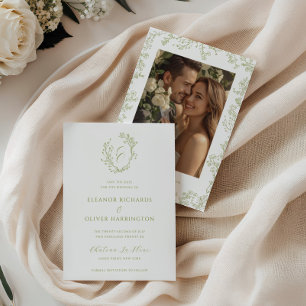 Olivenlinien Kunst Blumenmonogramm Wappen Hochzeit Save The Date