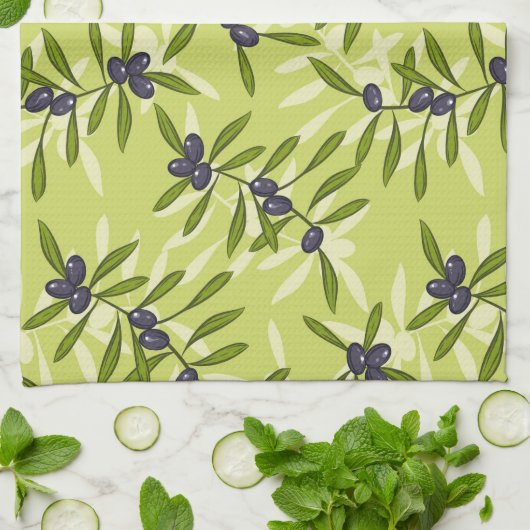 Olivenmuster Küchentuch (Gefaltet)