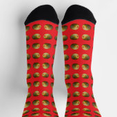 Olivenmuster roter Hintergrund Socken (Oben)