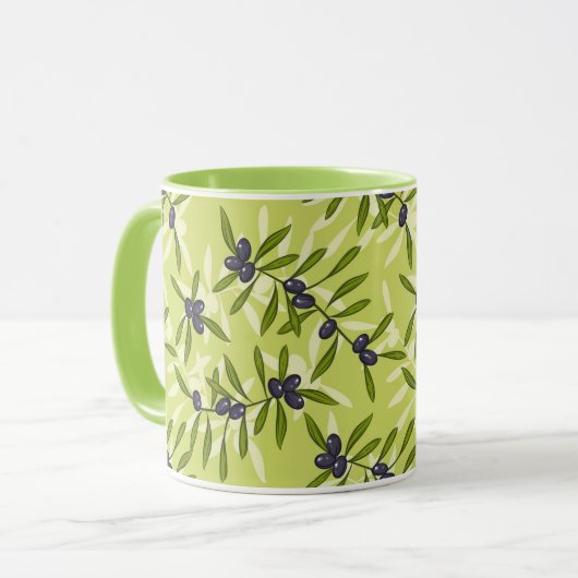 Olivenmuster Tasse (Vorderseite Links)