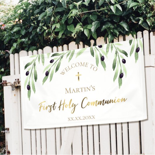 Olivenöl Aquarell Erste Heilige Kommunion Banner