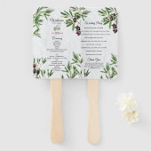 Olivenöl Blätter Griechisches Hochzeitsprogramm Fächer (Vorne und Hinten)