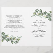 Olivenöl-Blätter. Italienisches Hochzeitsprogramm  (Vorderseite)