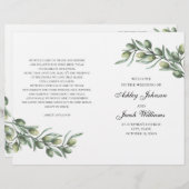 Olivenöl-Blätter. Italienisches Hochzeitsprogramm  (Vorne/Hinten)