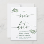 Olivenöl-Blätter Save the Date Karte (Vorderseite)
