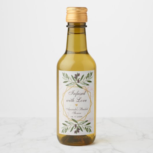 Olivenöl-Brautparty-Favoriten mit Liebe infiziert Weinetikett (Vorderseite)