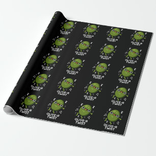 Olivenöl-Drehung Funny Fruit Olive Pun Dark BG Geschenkpapier