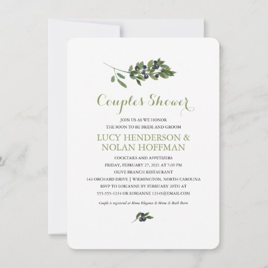 Olivenöl| Dusche für Paare Einladung (Vorderseite)