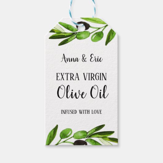 Olivenöl Extra Jungfrau Elegante Moderne Hochzeit Geschenkanhänger (Vorderseite)
