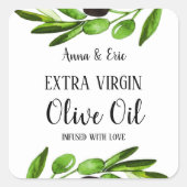 Olivenöl Extra Jungfrau Elegante Moderne Hochzeit Quadratischer Aufkleber (Vorderseite)
