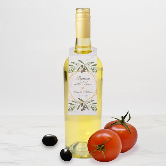 Olivenöl-Gastgeschenke Hochzeiten, die mit Liebe F Flaschenanhänger