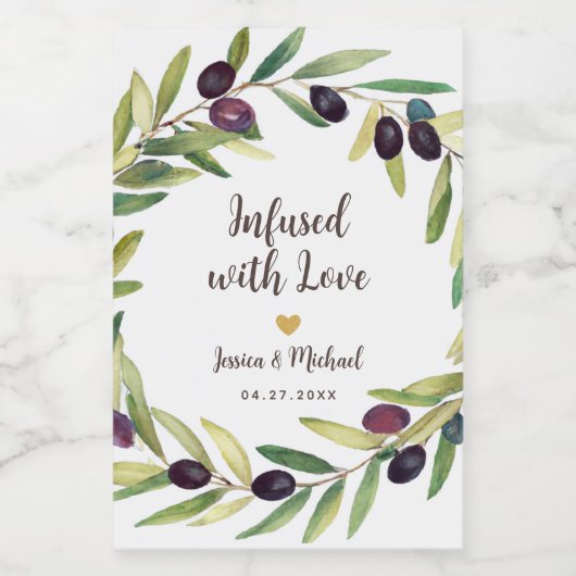 Olivenöl-Gastgeschenke Hochzeiten, die mit Liebe F Weinetikett (Einzelnes Label)