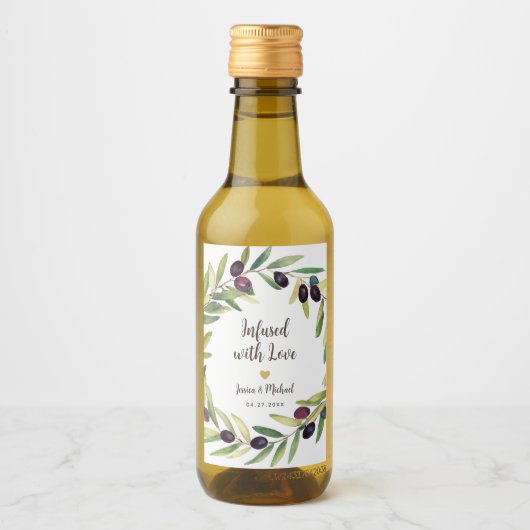 Olivenöl-Gastgeschenke Hochzeiten, die mit Liebe F Weinetikett (Vorderseite)