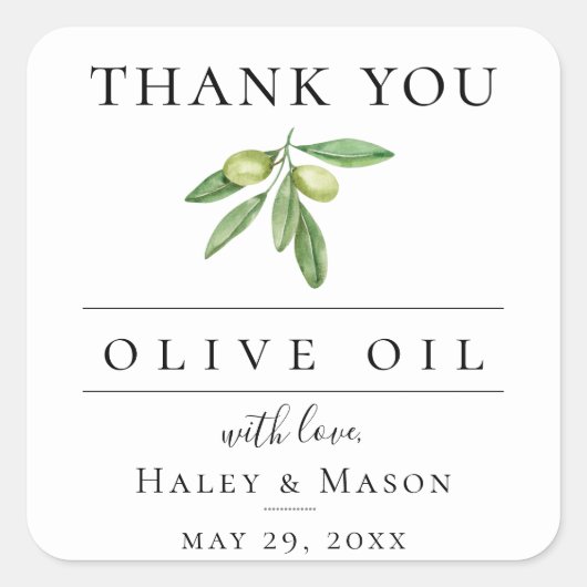 Olivenöl Gefallen Vielen Dank Quadratischer Aufkleber (Vorderseite)
