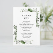 Olivenöl Grüne Blütenfeier Lebensbeerdigung Dankeskarte (Stehend Vorderseite)