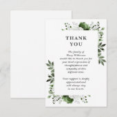 Olivenöl Grüne Blütenfeier Lebensbeerdigung Dankeskarte (Vorne/Hinten)