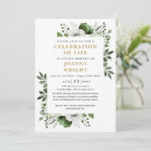 Olivenöl Grüne Blütenfeier Lebensbeerdigung Einladung (Stehend Vorderseite)