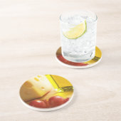 Olivenöl, Käse und Trauben Sandstein Untersetzer (Seite)