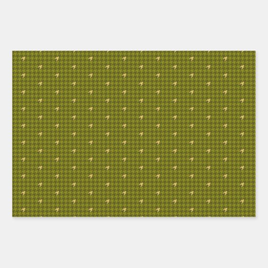 Olivenöl mit Gold Hahnentrittmuster Wrapping Paper Geschenkpapier Set (Vorderseite 3)