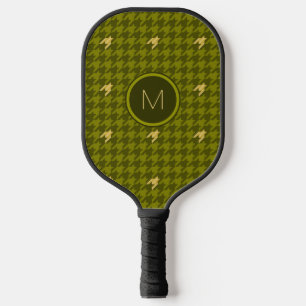 Olivenöl mit goldenem Akzent Hahnentrittmuster Pickleball Schläger
