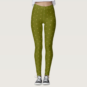 Olivenöl mit Leggings mit Goldakzent-Hahnentrittmu