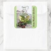 Olivenöl mit Oliven Quadratischer Aufkleber (Tasche)