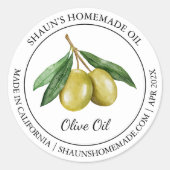 Olivenöl Modernes Etikett Runder Aufkleber (Vorderseite)