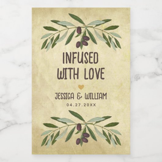 Olivenöl Rustikale Hochzeit inbegriffen mit Liebe  Weinetikett (Einzelnes Label)