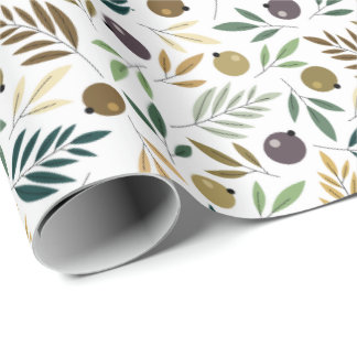 Olivenöl und Blätter Herbstmuster Geschenkpapier