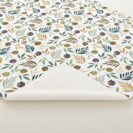 Olivenöl und Blätter Herbstmuster Sherpadecke (3/4)