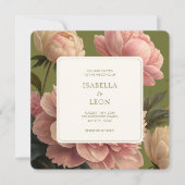 Olivenöl und Elfenbein | Vintage Rose Einladung (Vorderseite)