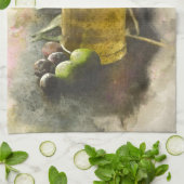 Olivenöl und Oliven Geschirrtuch (Gefaltet)