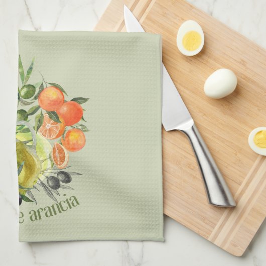 Olivenöl und Orange: Geschirrtuch (Viertel Falte)