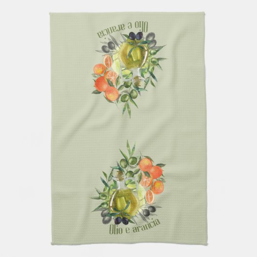 Olivenöl und Orange: Geschirrtuch (Vertikal)