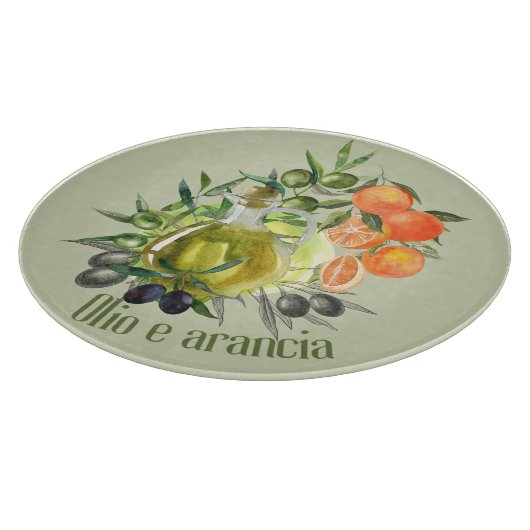 Olivenöl und Orange: Schneidebrett (Ecke)