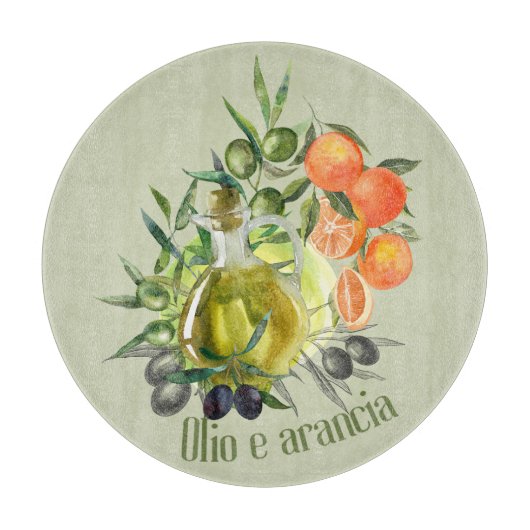 Olivenöl und Orange: Schneidebrett (Vorderseite)