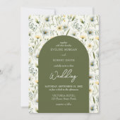 Olivenöl und weiße Blume, gewölbt Einladung (Vorderseite)