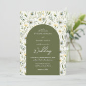 Olivenöl und weiße Blume, gewölbt Einladung (Stehend Vorderseite)