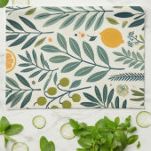 Olivenöl und Zitrusfrüchte Teetuch Geschirrtuch (Gefaltet)