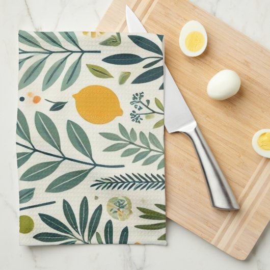 Olivenöl und Zitrusfrüchte Teetuch Geschirrtuch (Viertel Falte)