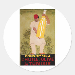 Olivenöl Vintage Lebensmittel und Kunst Runder Aufkleber