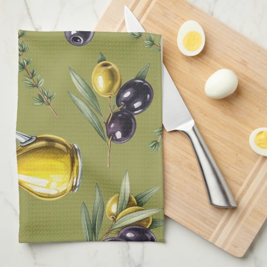 Olivenöl von Natasha Us Geschirrtuch (Viertel Falte)