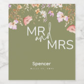 Olivenöl Wildblumen Weinflasche für Hochzeiten Weinetikett (Einzelnes Label)