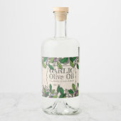 Olivenöl-Zuhause-Konservenetikett mit Olivenzweig Alkoholflaschenetikett (Vorderseite)