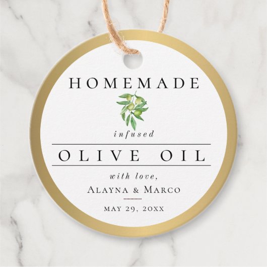 Olivenölhochzeit Geschenkanhänger (Vorderseite)