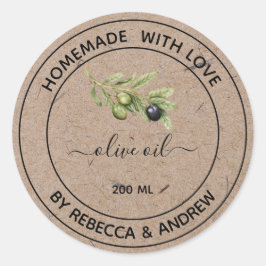 Olivenölkraftfarbe mit Vintager Abbildung S Runder Aufkleber